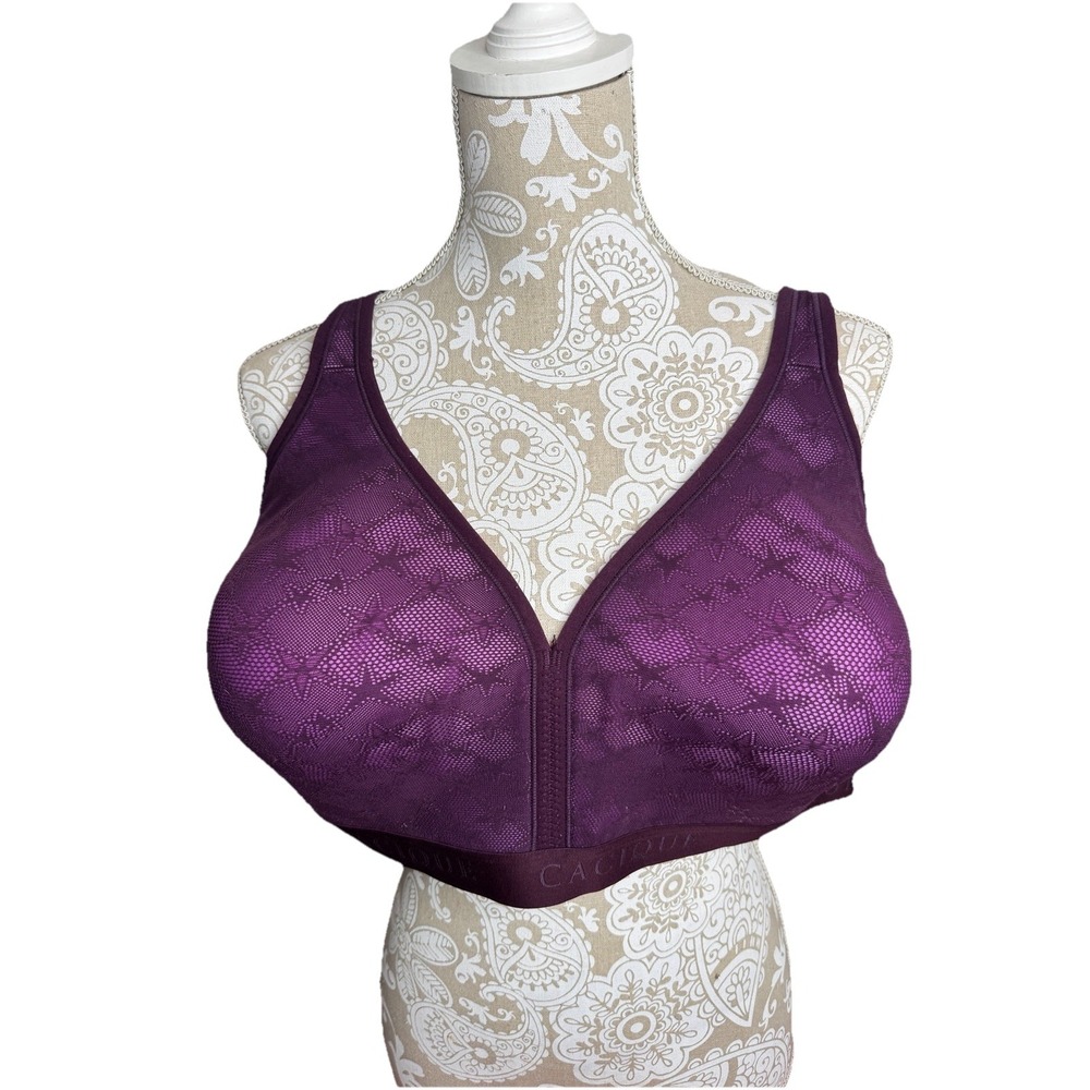 Cacique Bra Lightly Lined Wireless 46DD Lane Bryant Purple Stars Full Covarge